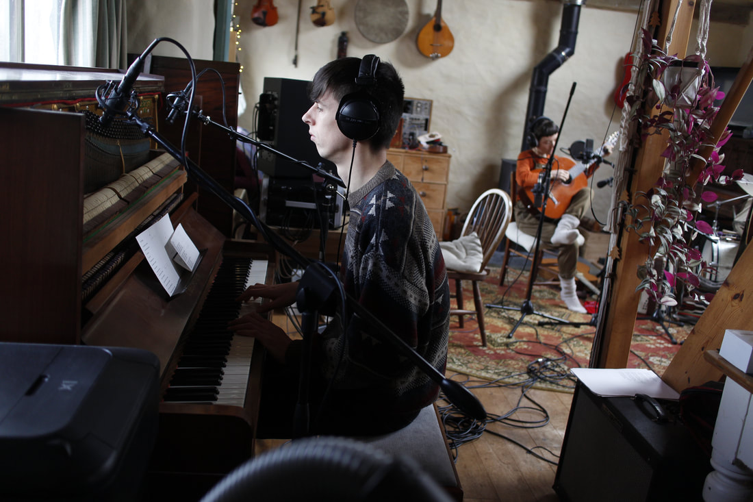 Musicians jam session in the Blue Satsuma Studio